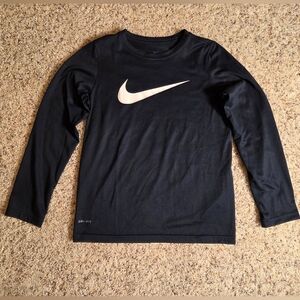 Boys Nike Dri-Fit Long Sleeve Tee, Navy, Medium